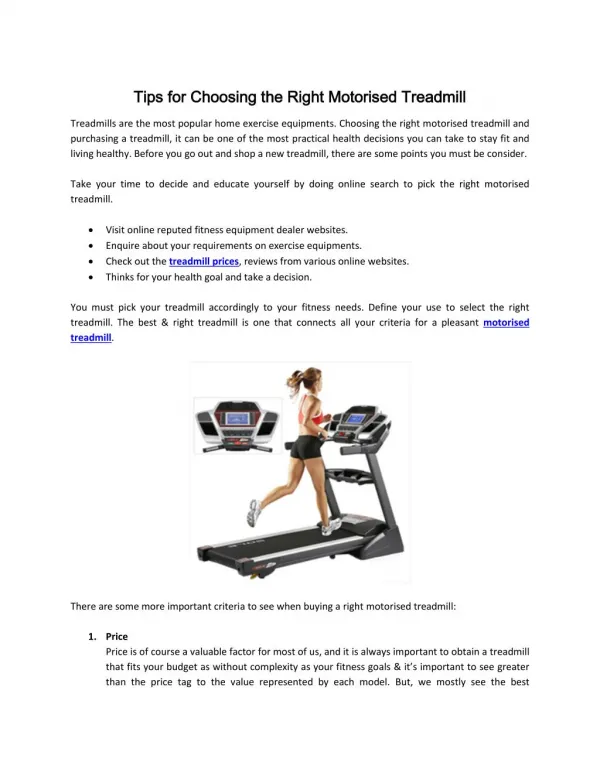 Tips for Choosing the Right Motorised Treadmill