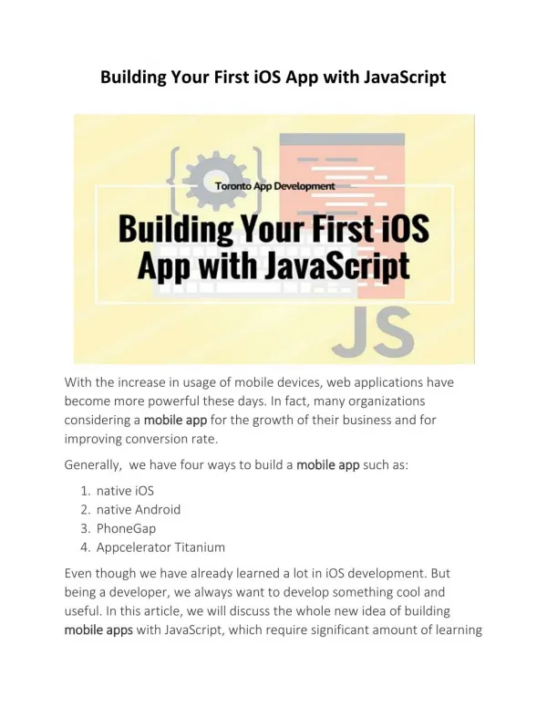 Building Your First iOS App with JavaScript