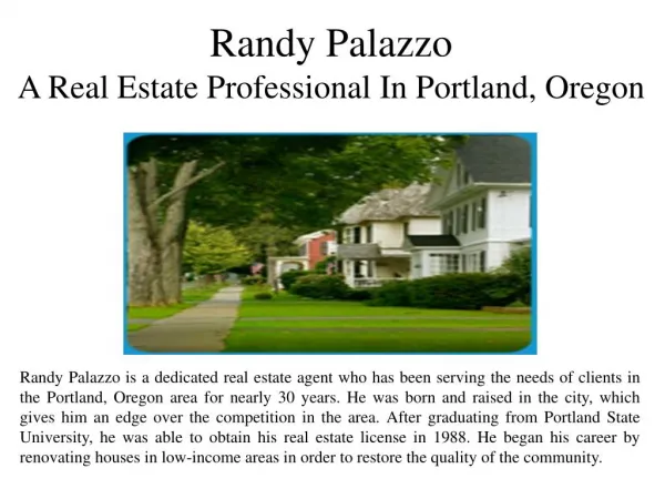 Randy Palazzo - A Real Estate Professional in Portland, Oregon