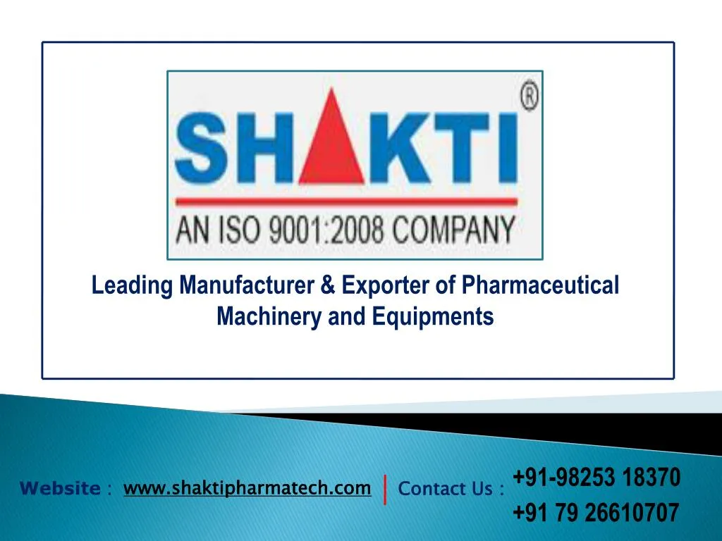 leading manufacturer exporter of pharmaceutical machinery and equipments