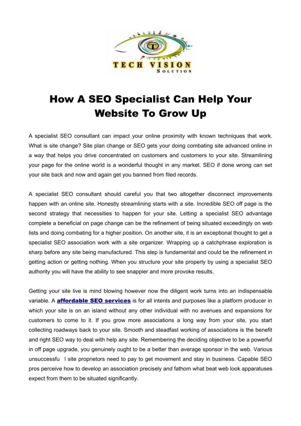 How A SEO Specialist Can Help Your Website To Grow Up