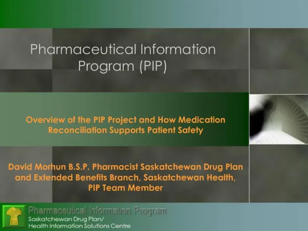 Pharmaceutical Information Program PIP