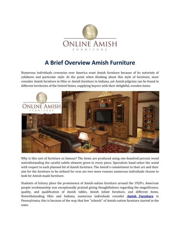 A Brief Overview Amish Furniture