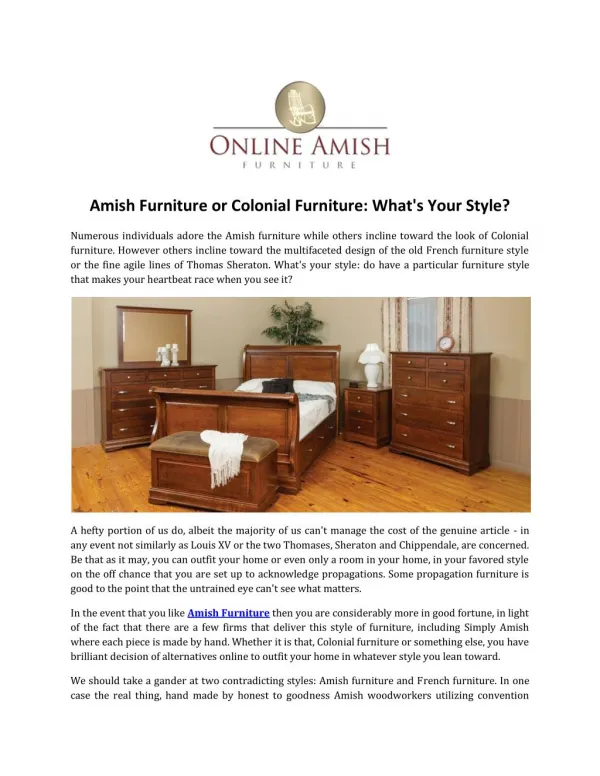Amish Furniture or Colonial Furniture: What's Your Style?