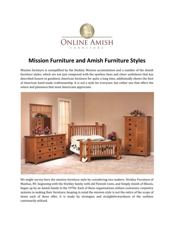 Mission Furniture and Amish Furniture Styles