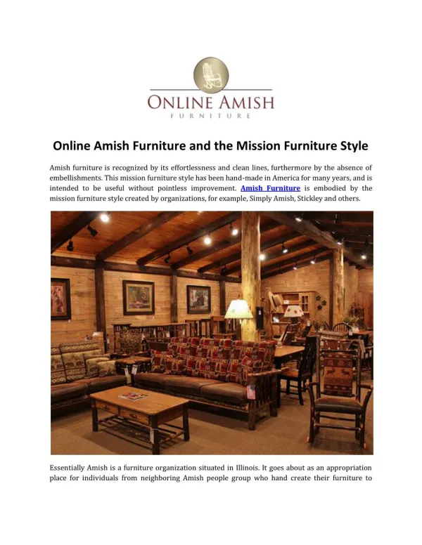 Online Amish Furniture and the Mission Furniture Style