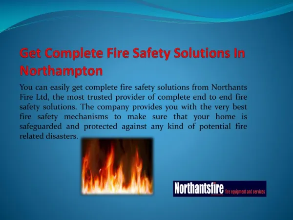 Get Complete Fire Safety Solutions In Northampton