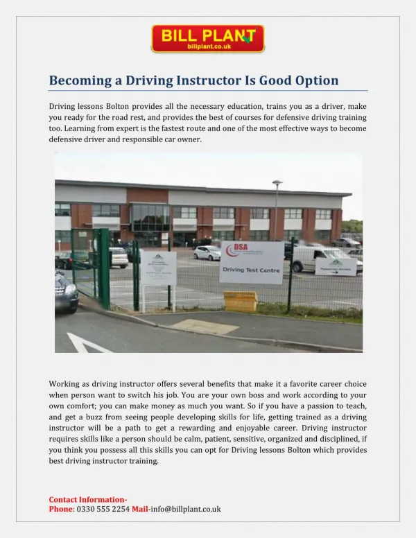 Automatic Driving Lessons Bolton