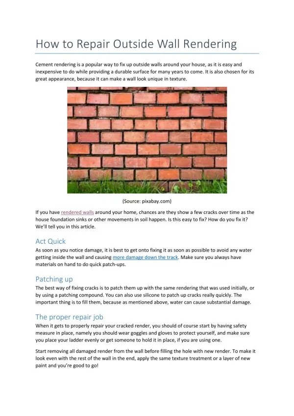 How to Repair Outside Wall - Cement Australia