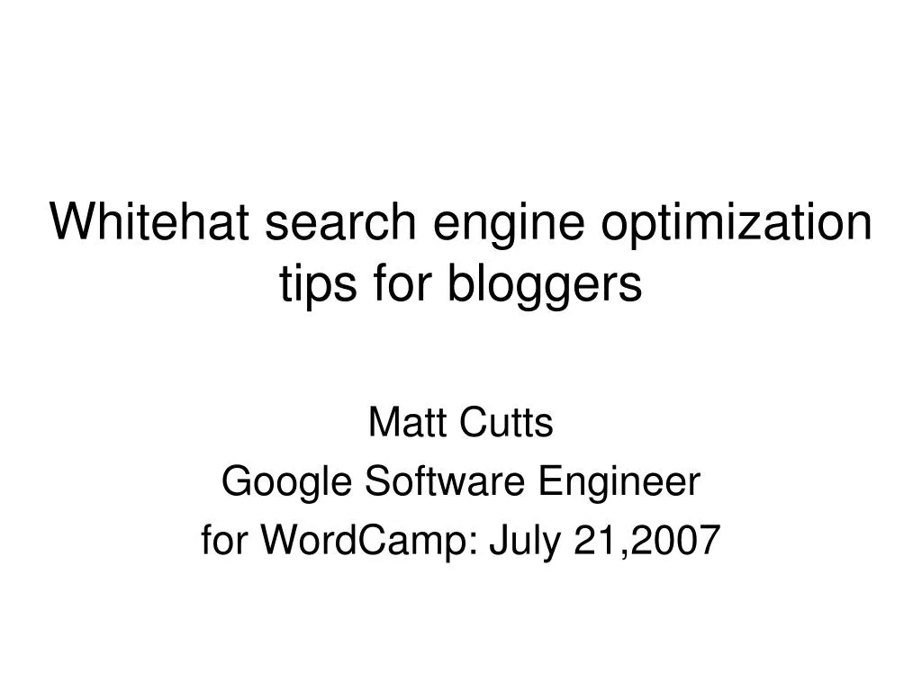 whitehat search engine optimization tips for bloggers