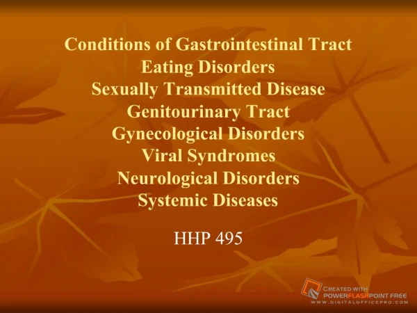 Conditions of Gastrointestinal Tract