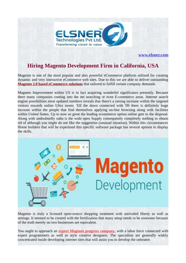 Hiring Magento Development Firm from California, USA