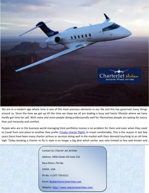 Private Jet Charter at Affordable Rates