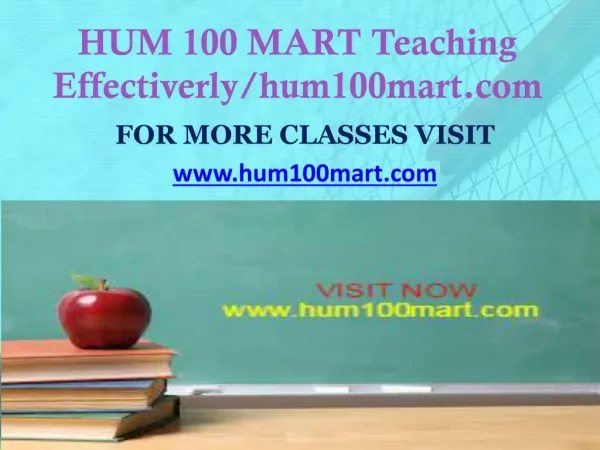 HUM 100 MART Teaching Effectiverly/hum100mart.com