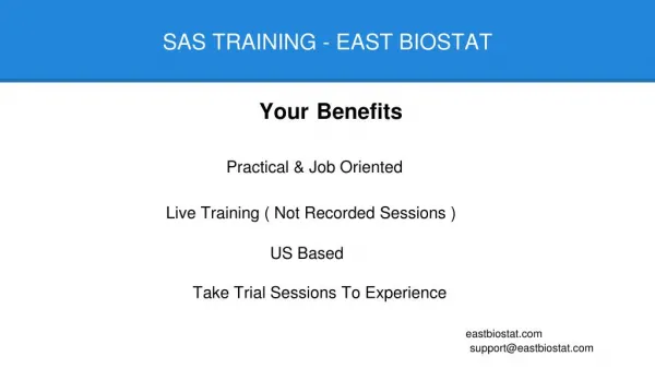 SAS Training | Job Oriented | East Biostat USA