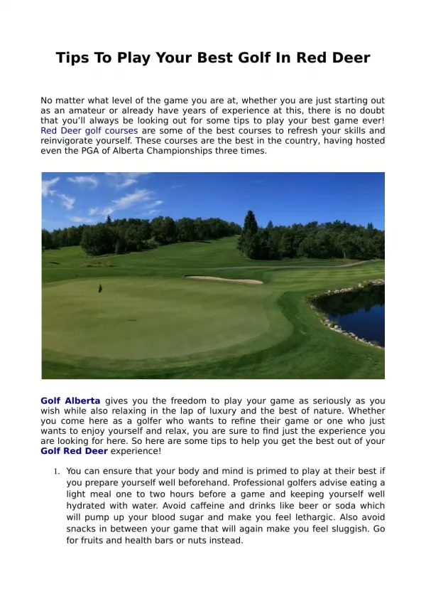 Tips To Play Your Best Golf In Red Deer
