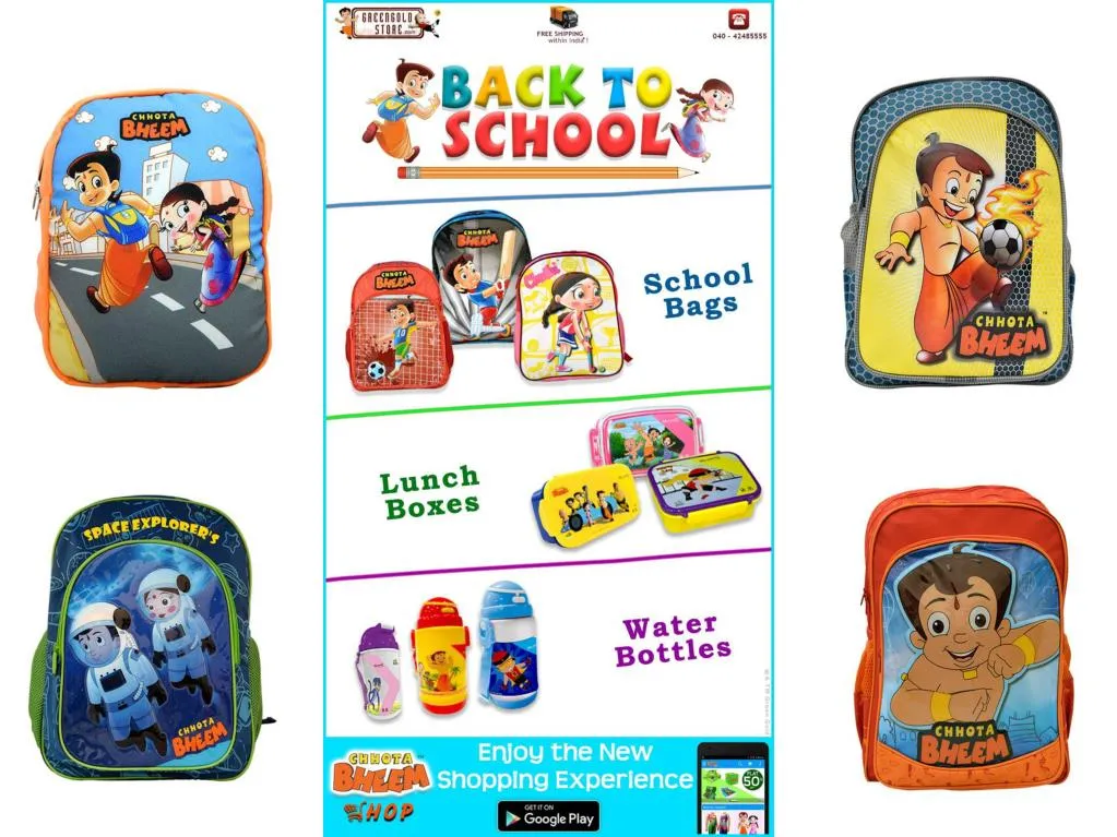 Flipkart.com | Fashion Knockout Chhota Bheem School Bag 16 Inch Waterproof  School Bag - School Bag