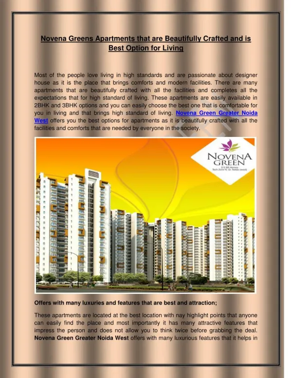Novena Greens Apartments that are Beautifully Crafted and is Best Option for Living