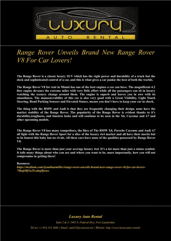 Range Rover Unveils Brand New Range Rover V8 For Car Lovers!