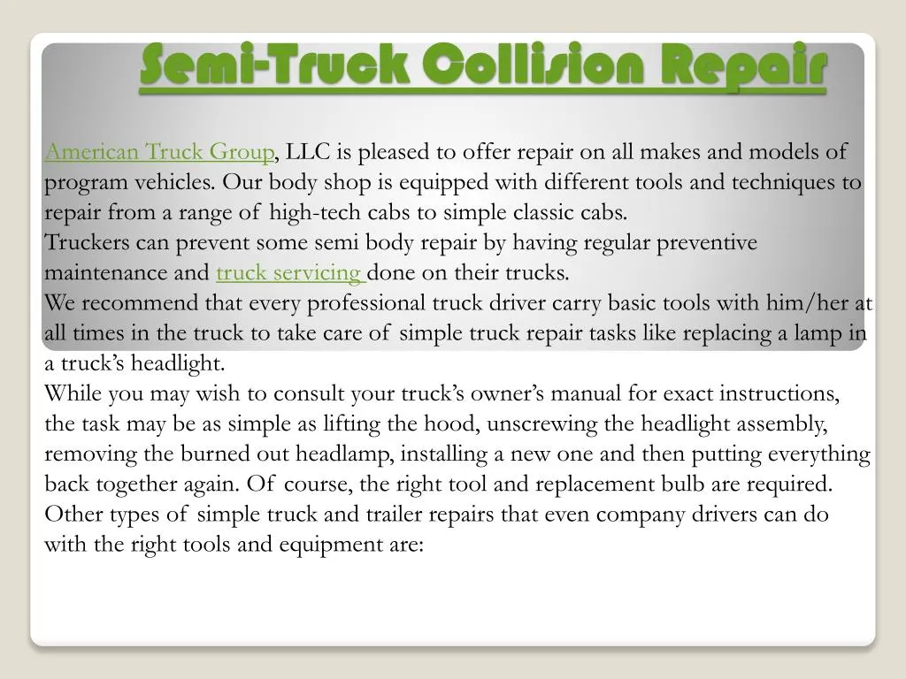 semi truck collision repair