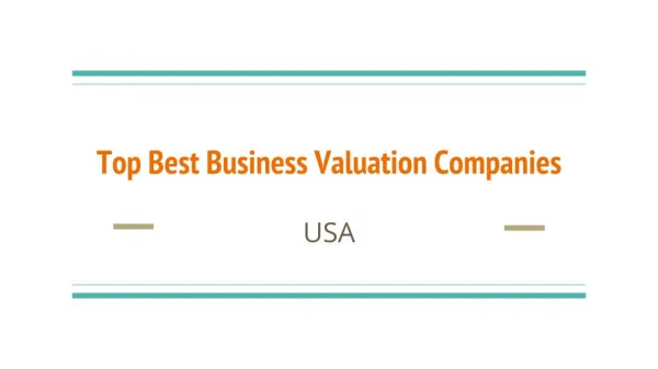 Top Best Business Valuation Companies In USA