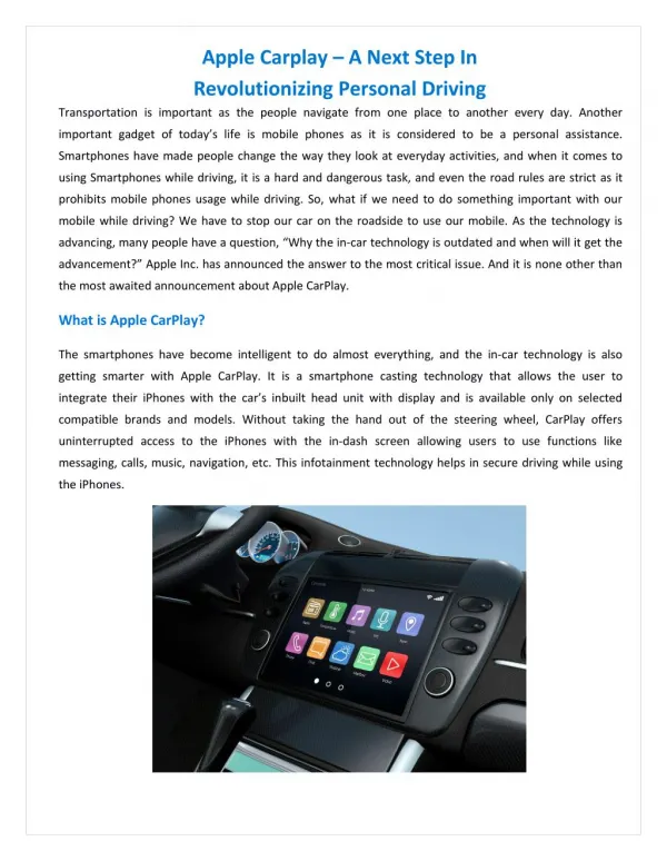 Apple CarPlay is sure to win hearts of many