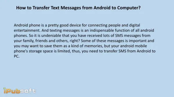 How to Transfer Text Messages from Android to Computer