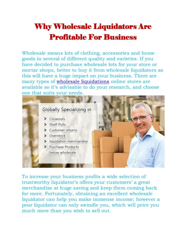 Why Wholesale Liquidators Are Profitable For Business