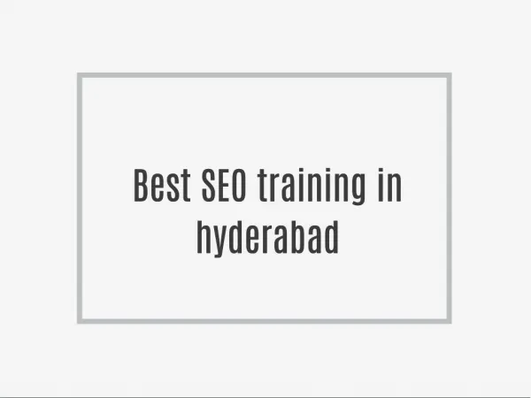 Best SEO training in Hyderabad