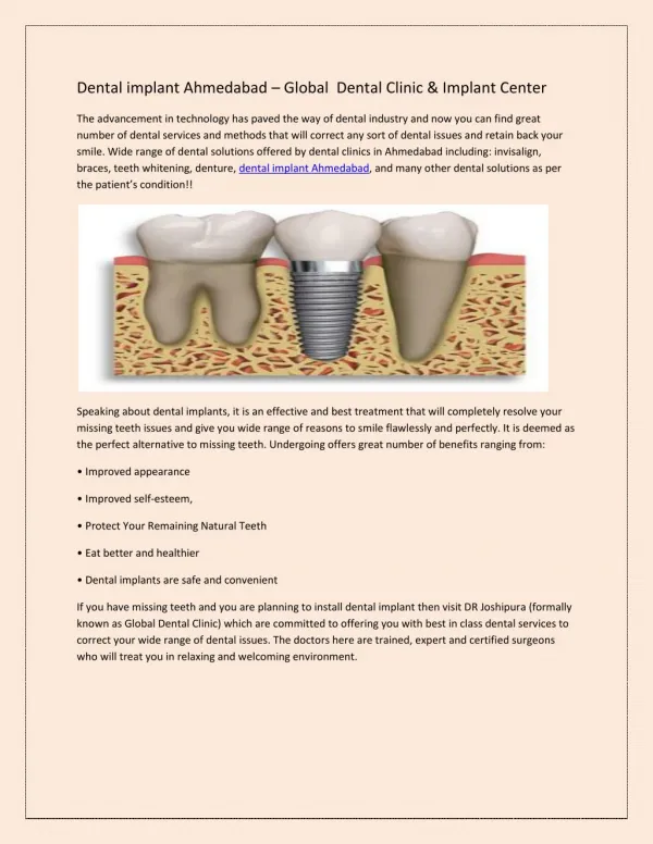 Dental implant Ahmedabad – Global Dental Clinic & Implant Center