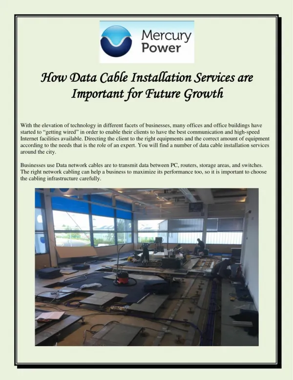 How Data Cable Installation Services are Important for Future Growth