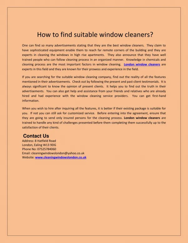 How to find suitable window cleaners?