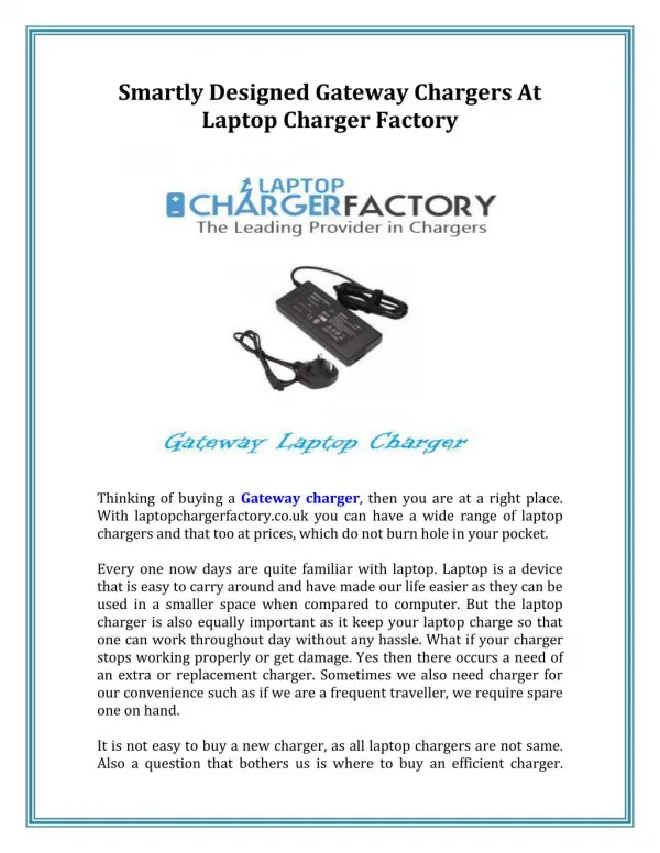 Smartly Designed Gateway Chargers