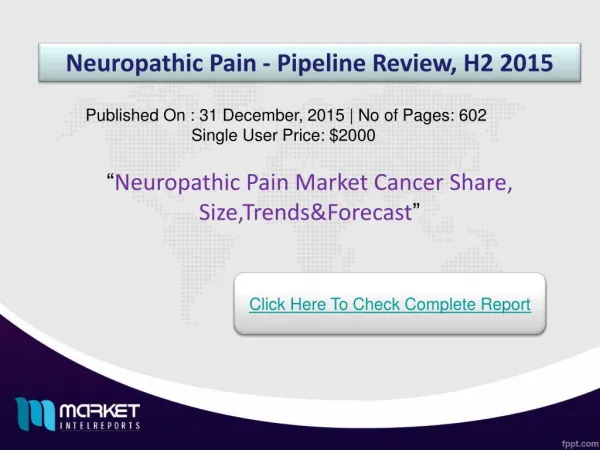 Strategic Analysis on Neuropathic Pain Market 2015