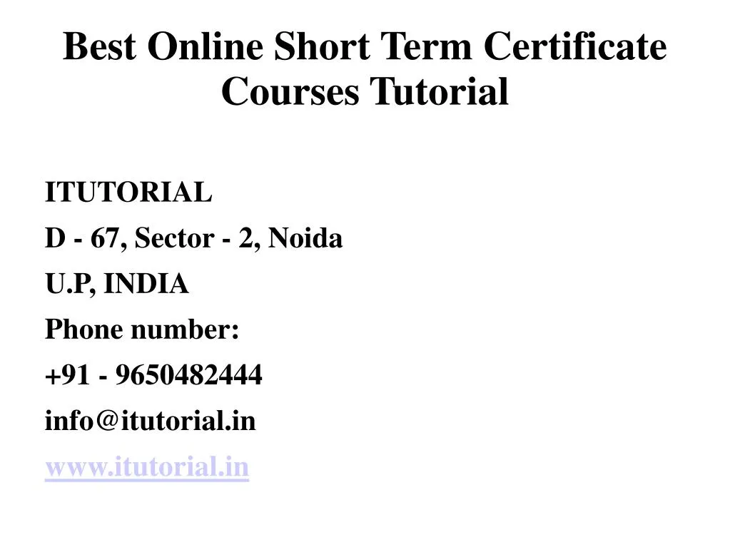 best online short term certificate courses tutorial