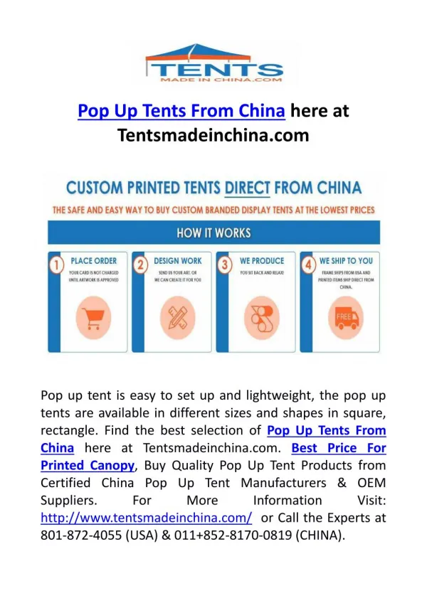 Pop Up Tents From China here at Tentsmadeinchina.com