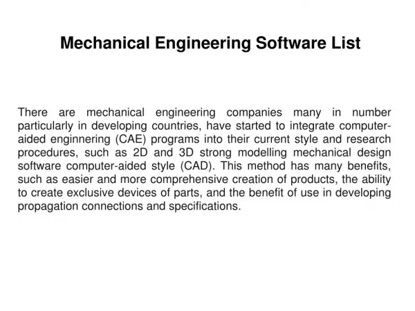 Mechanical Engineering software list