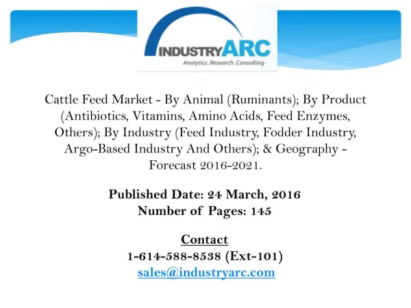 Cattle Feed Market gaining importance along with increasing acceptance of cattle feed additives.