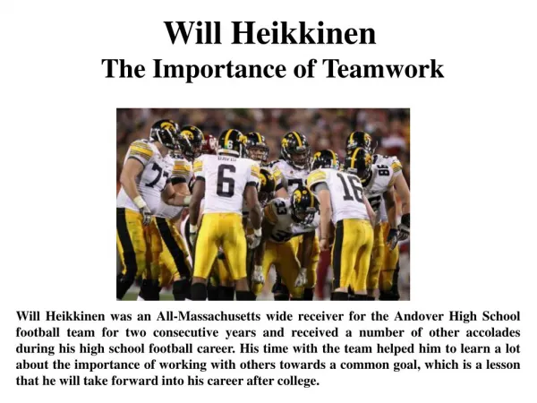 Will Heikkinen The Importance of Teamwork