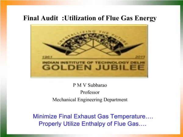 Final Audit :Utilization of Flue Gas Energy