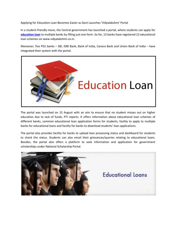 Applying for Education Loan Becomes Easier as Govt Launches 'Vidyalakshmi' Portal