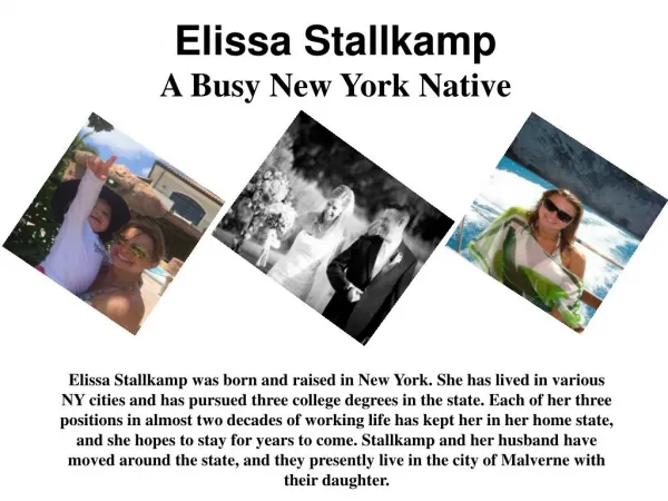 Elissa Stallkamp A Busy New York Native