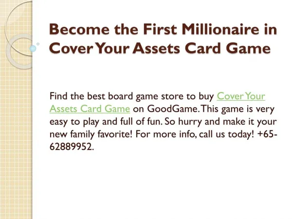 Become the First Millionaire in Cover Your Assets Card Game