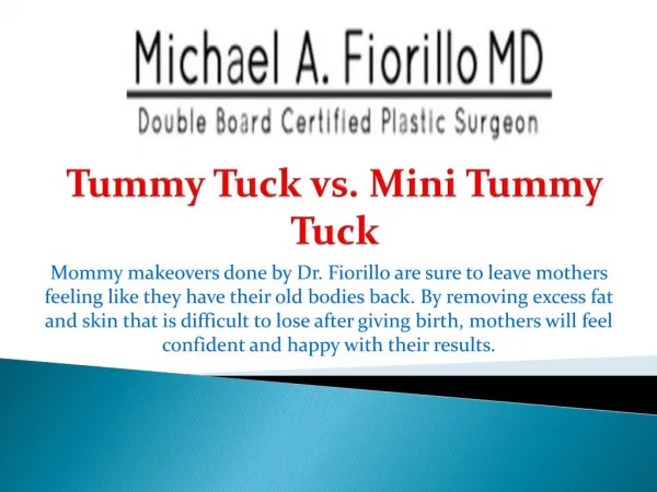 Tummy Tuck vs. Mini Tummy Tuck