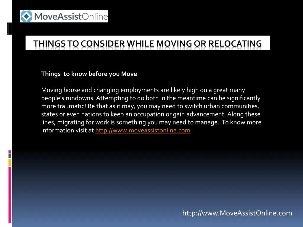 things to consider while moving or relocating