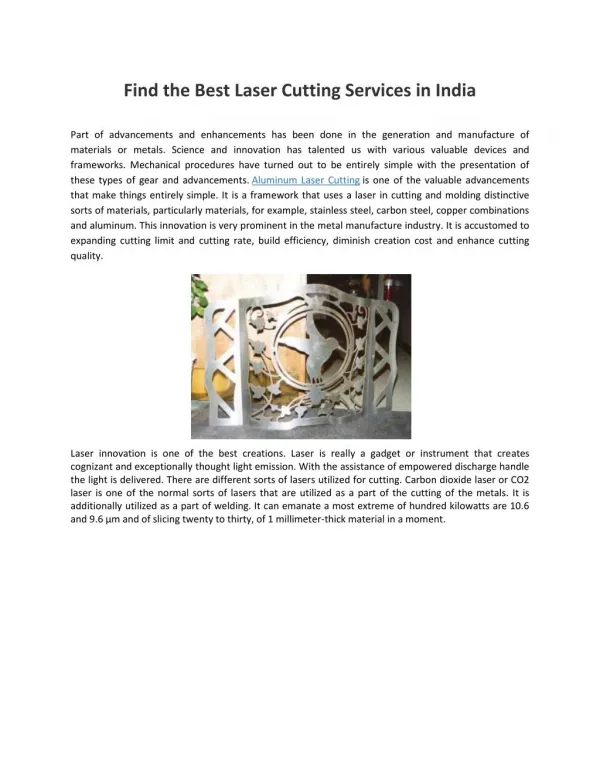 Find the Best Laser Cutting Services in India