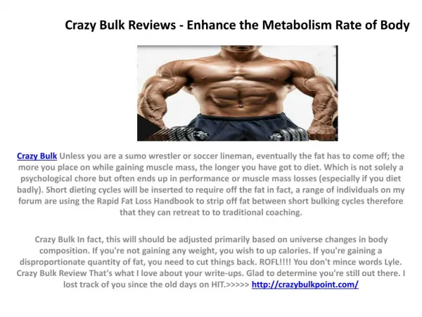 Crazy Bulk Reviews - Enhance the Metabolism Rate of Body