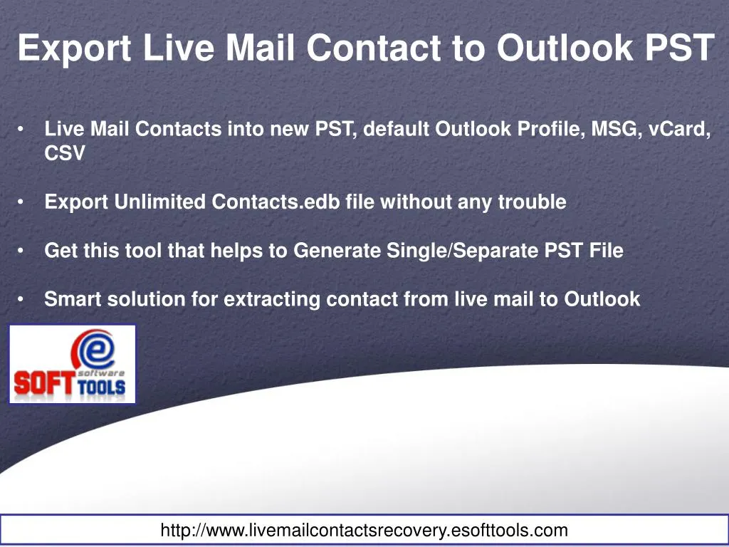 export live mail contact to outlook pst