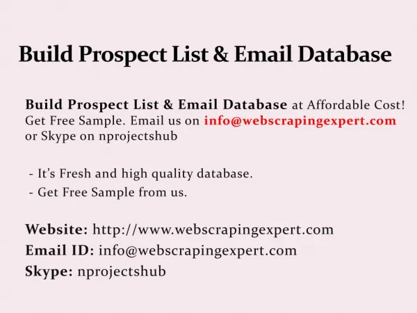 Build Prospect List & Email Database