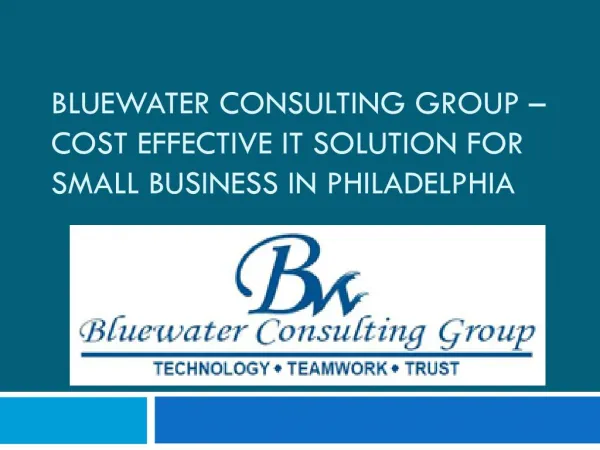 Bluewater Consulting Group – Cost Effective IT solution for small business in Philadelphia